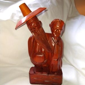 Vintage Hand Carved Wooden Asian Couple Statue